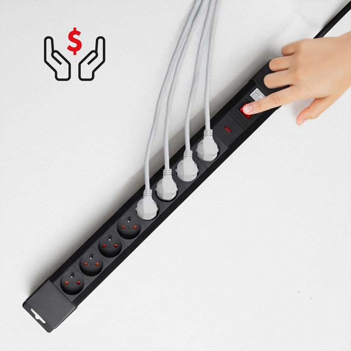 Actual product image Maclean MCE11 Extension Cable 1 5 m 8 AC Outputs Indoor Black (8x, CEE 7/5, 1.50 m)