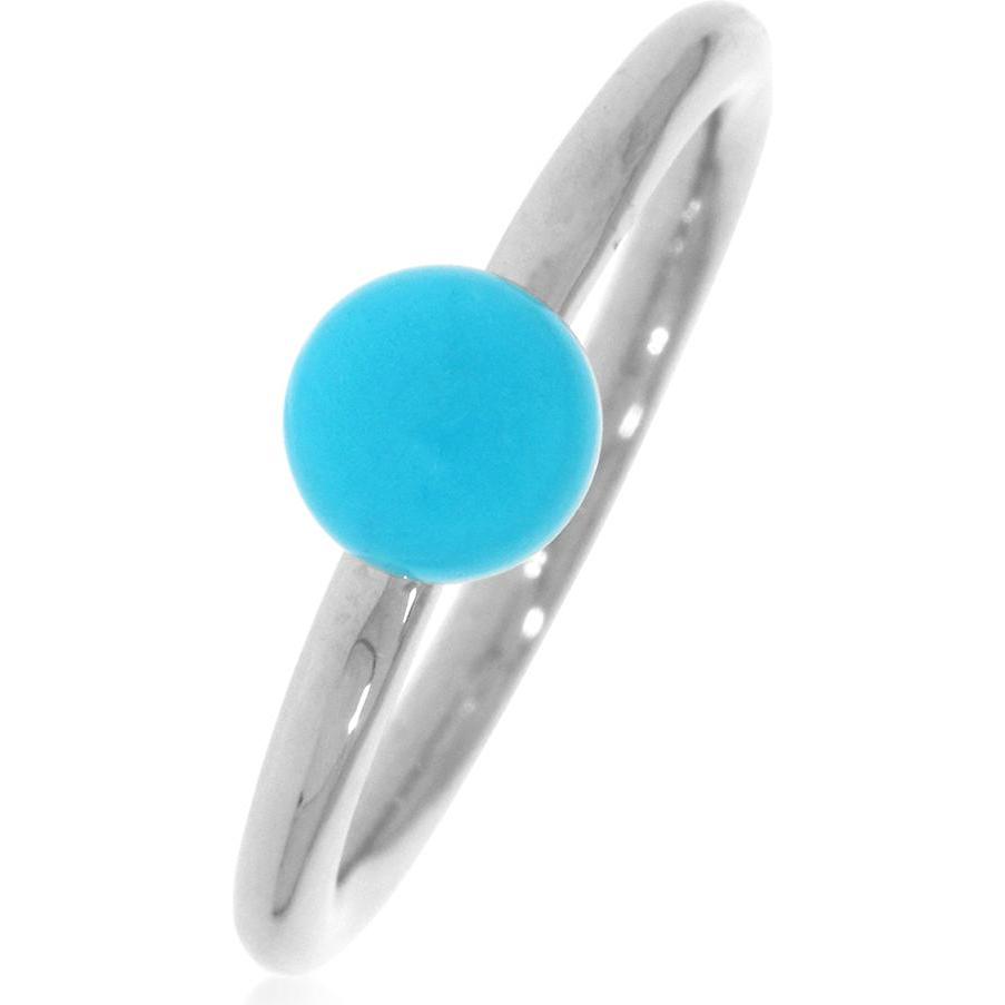 Xen, Ring, Ring mit 6 mm Türkis Halbcabochon ca. 0,75 ct. rhodiniert, (52, 925 Silber)