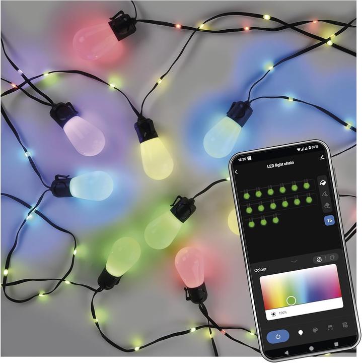 Emos GOSMART LED LIGHT CHAIN 15x PARTY BULBS, 15 M (15 m)