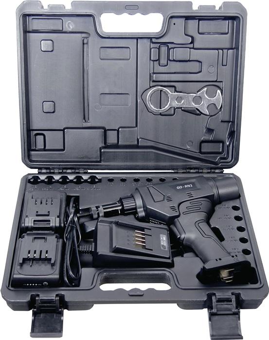 Actual product image Goebel GO-RN1 16-piece rechargeable blind rivet nut set 18,000N in a case (Rechargeable battery operated)