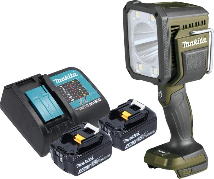 1x Makita DML 812 cordless LED hand lamp, 2x Makita BL 1840 B 18 V 4.0 Ah battery, 1x Makita DC 18 SD battery charger
