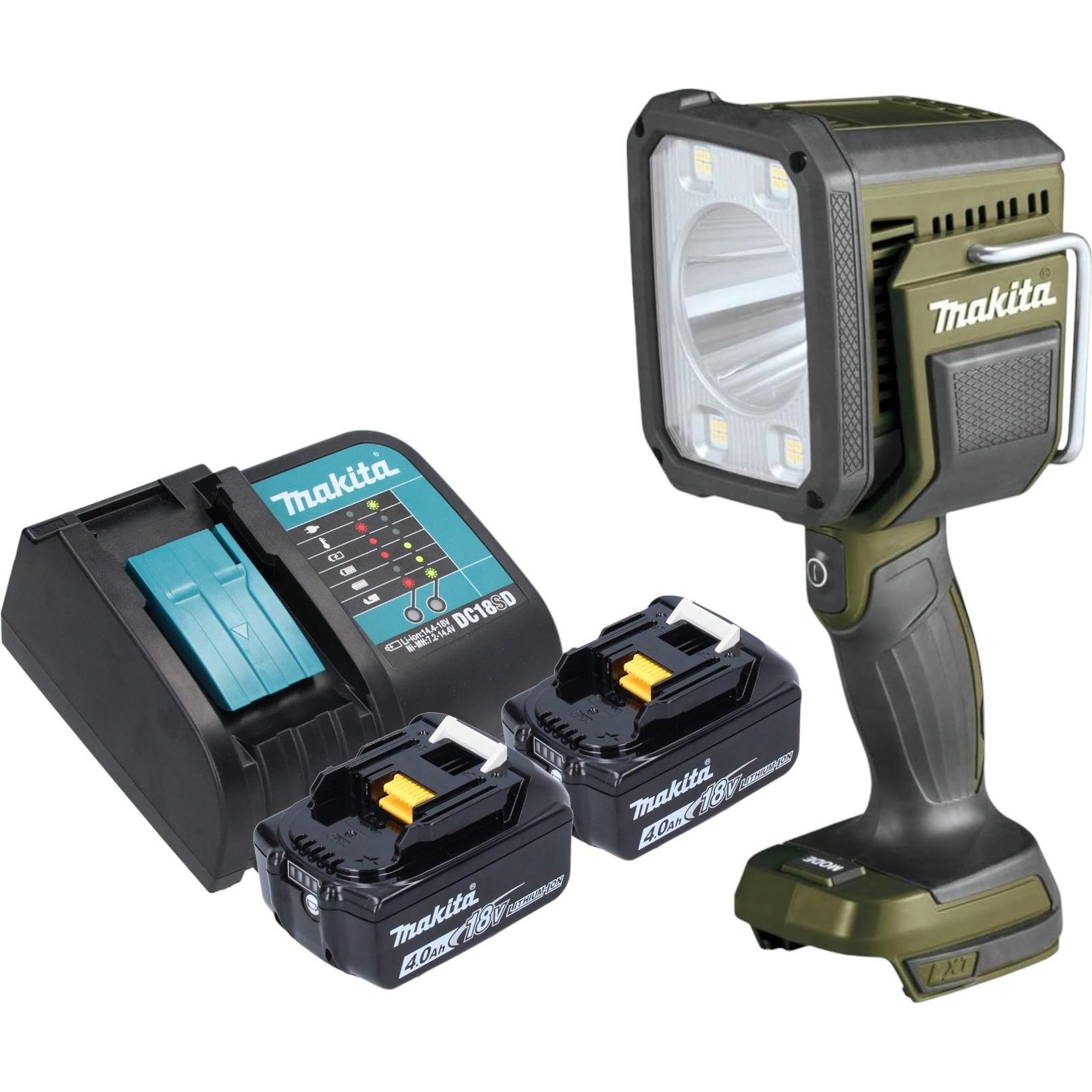 Makita, Arbeitsleuchte, DML 812 SM Akku Handstrahler 18 V 1250 lm LED Olive Grün Outdoor Adventure Sonderedition + (1250...