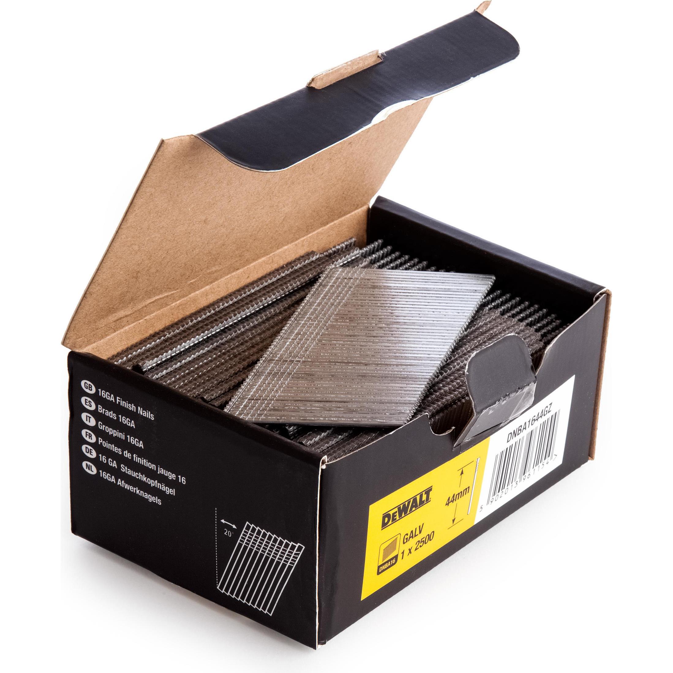 DeWalt, Chiodi e punti metallici per graffettatrice, gwoździe 16ga do magazynka nachylonego 20°, 63 mm stal ss304