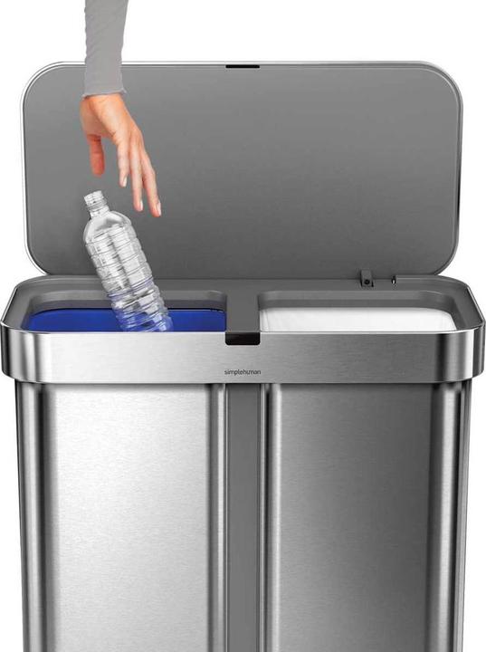 Actual product image Simplehuman Waste garbage can Dual Compartmen 25 l, silver (25 l)