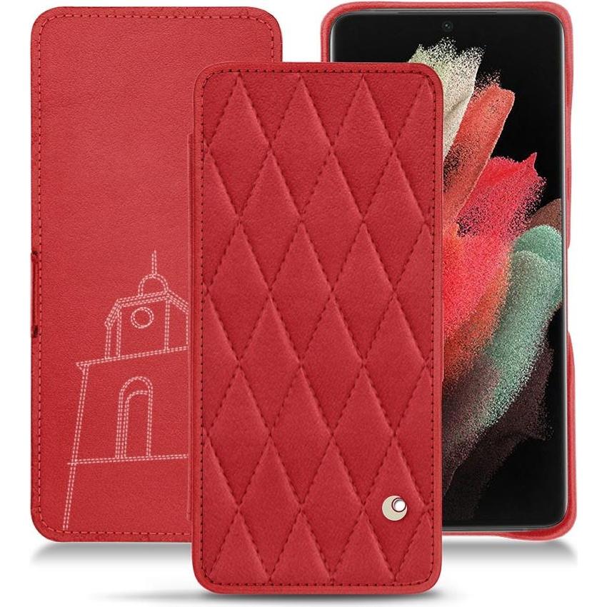 Noreve Lederschutzhülle horizontal (Samsung Galaxy S21 Ultra), Smartphone Hülle, Rot