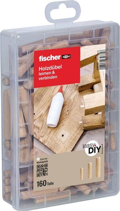 Actual product image Fischer EasyDIY Box wooden dowels (160 pcs.)