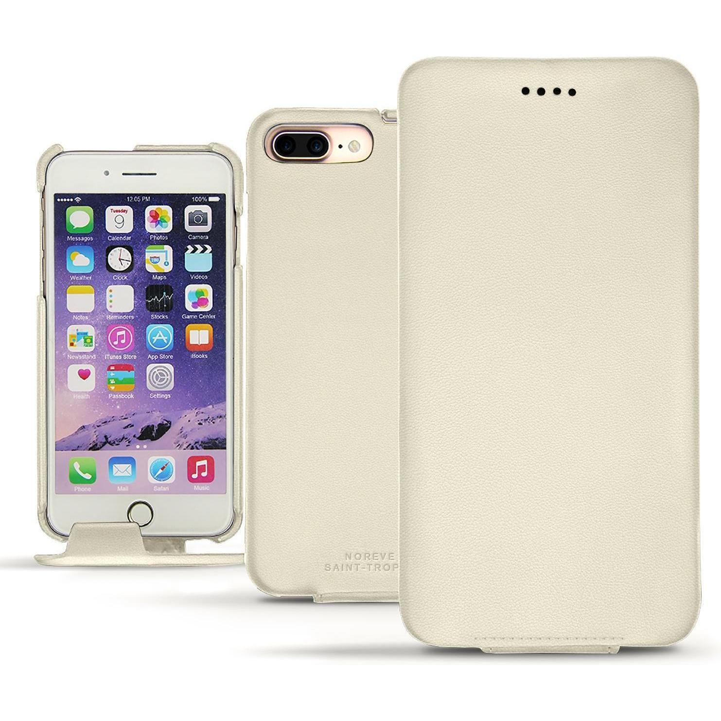 Noreve Lederschutzhülle vertikal (Apple iPhone 7 Plus), Smartphone Hülle, Schwarz, Braun