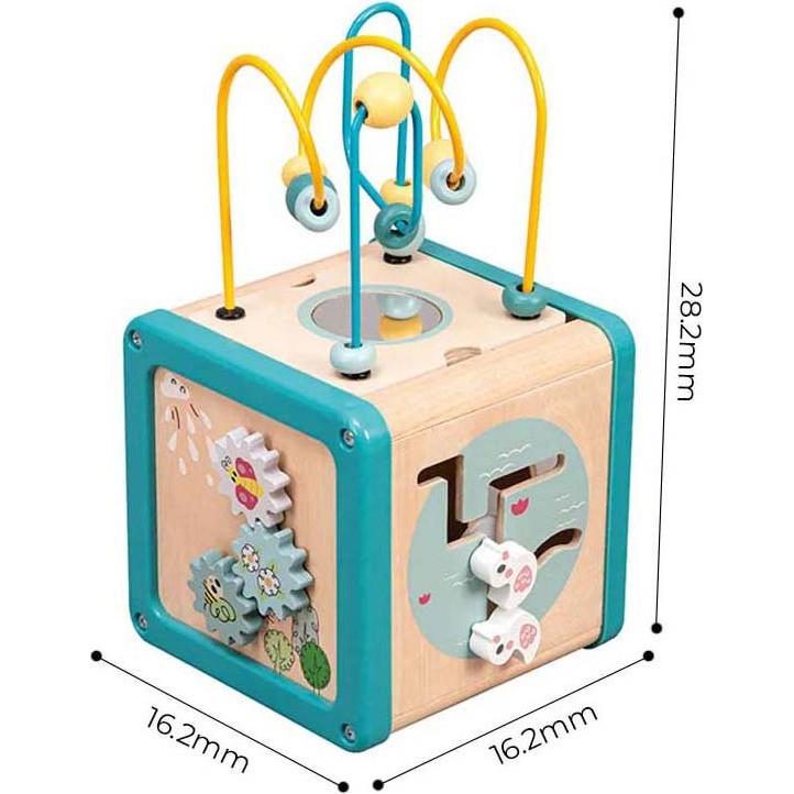 Playwood Holz-Aktivitätswürfel mit Perlenrahmen