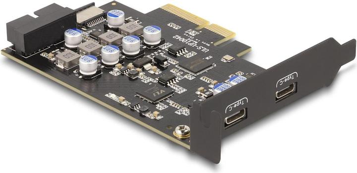 Actual product image Delock PCI Express x4 card to 2 x external USB Type-C + 1 x i