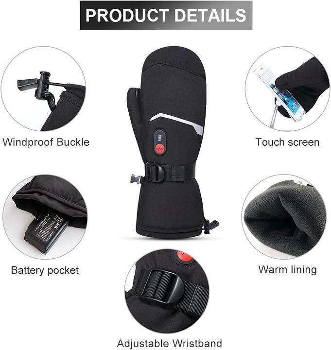 Actual product image Day wolf Wiederaufladbare beheizte Ski-Handschuhe für Winteraktivitäten (XL)