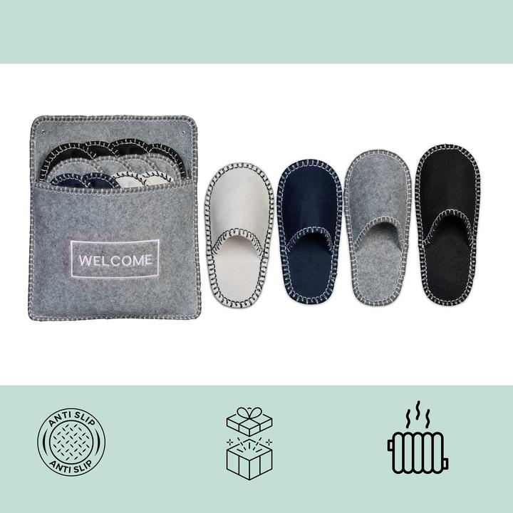 Produktbild Relaxdays 6 Paar Gästehausschuhe aus Filz (37, 39, 40)