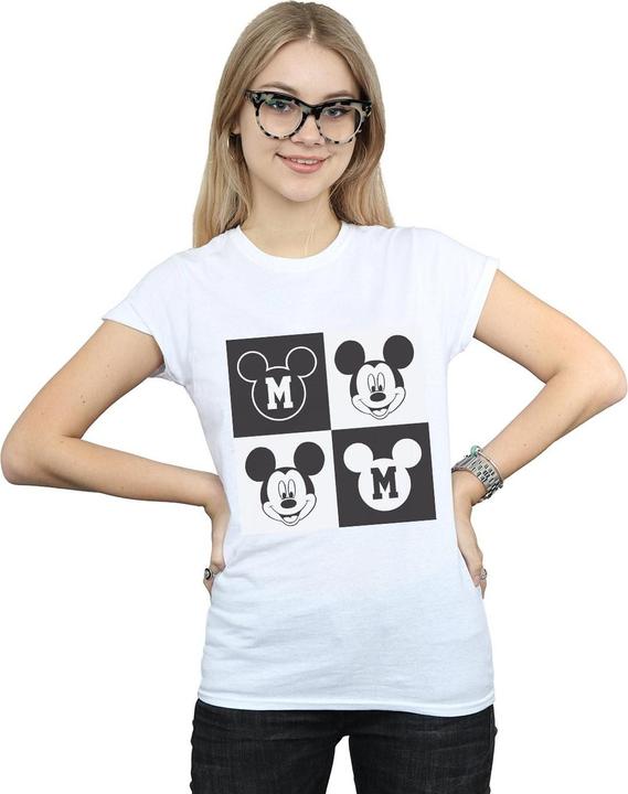 Actual product image Disney Womens/Ladies Mickey Mouse Smiling Squares Cotton T-Shirt (XL)
