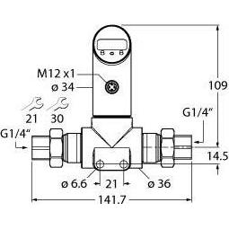 Turck Sensore di pressione differenziale con uscita in corrente e uscita di commutazione a transistor, Cavo di alimentazione