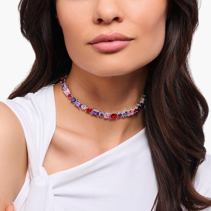 Produktbild Thomas Sabo Choker Halskette mit bunten Steinen in drei Schliffarten Silber (925er Silber, 34 - 42 cm)