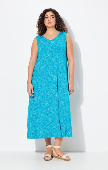 Produktbild Ulla Popken Maxikleid, gemustert, A-Linie, V-Ausschnitt, ärmellos (46, 48)