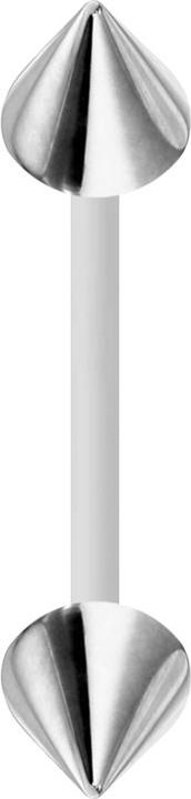 Immagine prodotto Star Piercing Micro banana bianca con due coni argento (Acciaio chirurgico 316L, Bioflex, senza ottone)