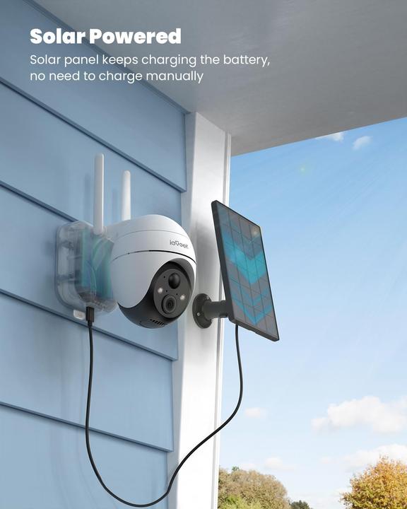 Actual product image IeGeek 2K Solar-Überwachungskamera mit Pan-Tilt