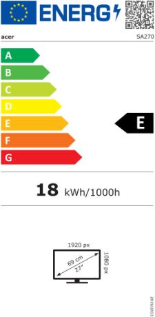 Energie-Label Acer SA270 LED- 69 cm (27" 1920 x 1080 Full HD (10 (1920 x 1080 Pixel, 27")