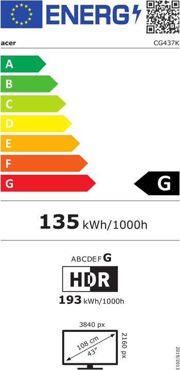 Energie-Label Acer Predator CG437KP (3840 x 2160 Pixel, 43")