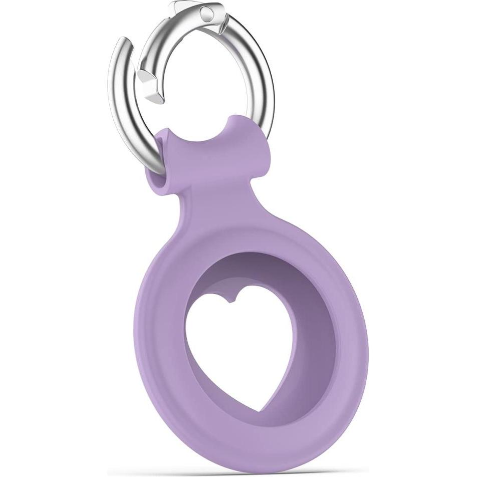 Thumbnail - Screenguard Apple Airtag Liquid Silikon Heart Case mit Anhänger, Tracker Zubehör, Violett