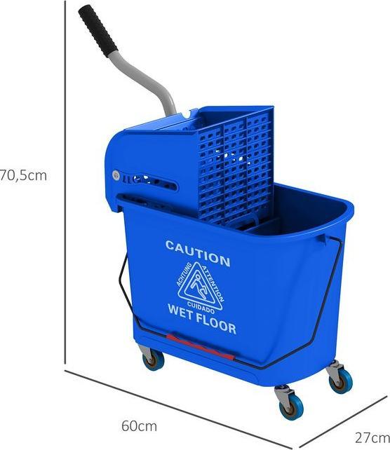 Actual product image Swisshandel24 Putzwagen Fahreimer Putzeimer 20 Liter Wischwagen mit Presse 2 Kammern Blau (1 pcs.)
