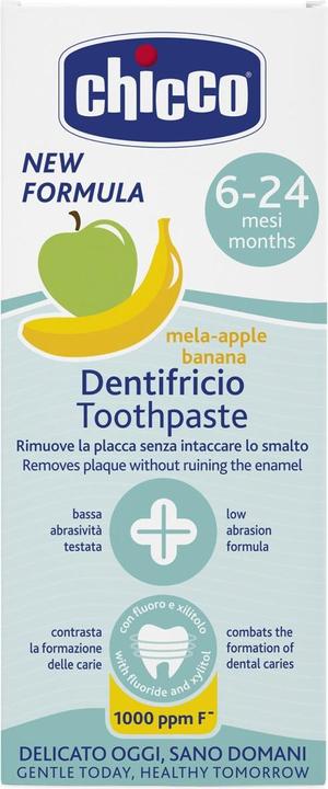 Actual product image Chicco Fruity toothpaste with apple/banana flavour, WITH fluoride 1000ppm, 50ml - 6-24m (50 ml)