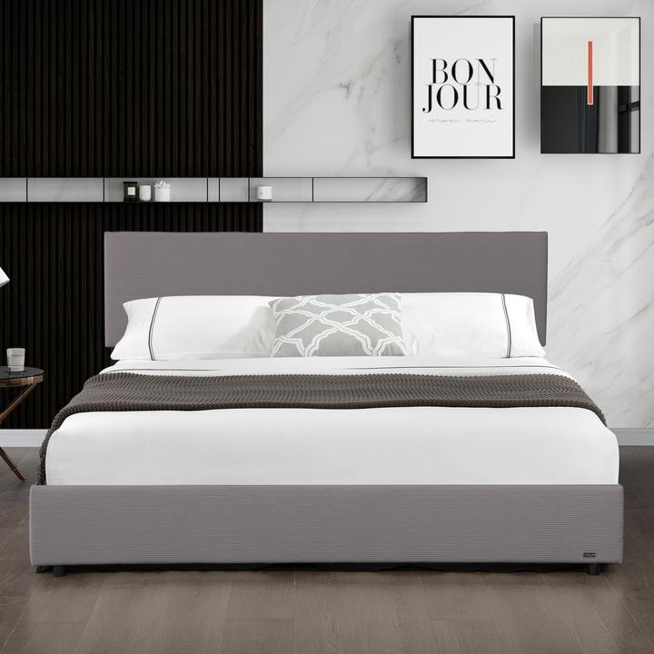 Actual product image Corium Polsterbett Juva Cord mit Lattenrost 140x200 cm Grau (140 x 200 cm)