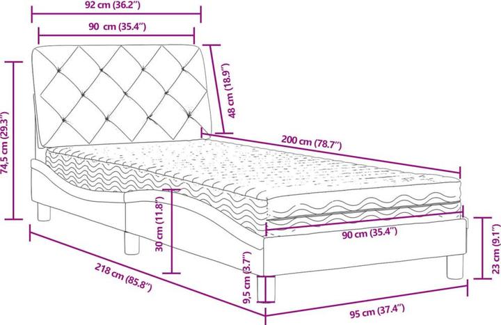 Immagine prodotto vidaXL Bett (90 x 200 cm)
