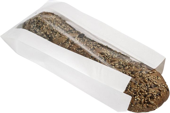 Produktbild miniSchoggi Brotbeutel Papier mit Falz und Sichtfenster 34 x 14 cm, 25 Stück