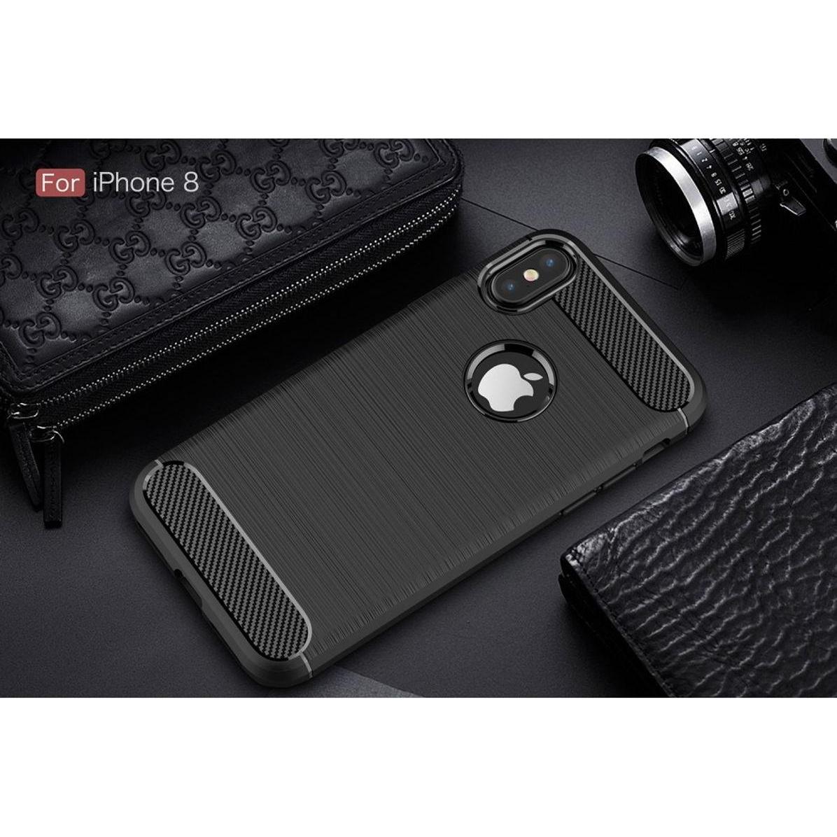 Thumbnail - König Design Hülle Handy Schutz für Apple iPhone X XS Case Cover Bumper Carbon Optik Schwarz (Apple iPhone X), Smartphon...