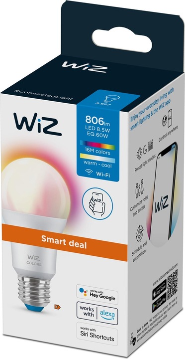 Immagine prodotto WiZ Standard bianco e colore sintonizzabile (E27, 8.50 W, 806 lm, 1 x, F)