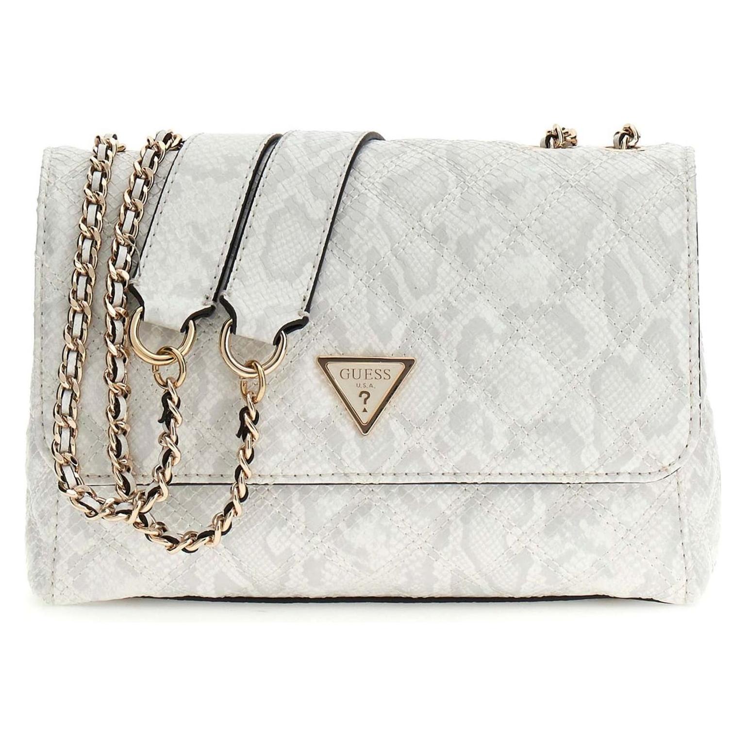 Guess, Damen, Handtasche, Giully Ii 2 Comp Convertible Flap Bag, Weiss, Grau