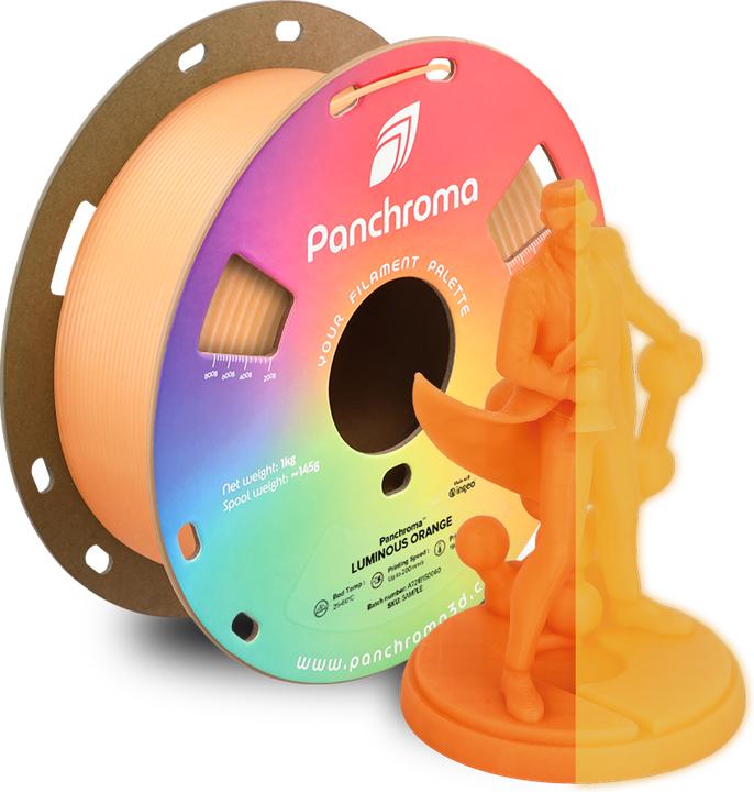 Actual product image Polymaker Panchroma™ PLA Luminous (PLA, 1.75 mm, 1000 g, Orange)