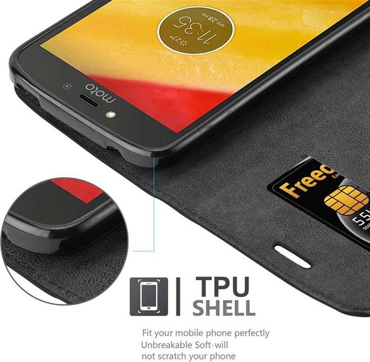 Actual product image Cadorabo Book Invisible Magnet Cover (Motorola Moto C Plus)