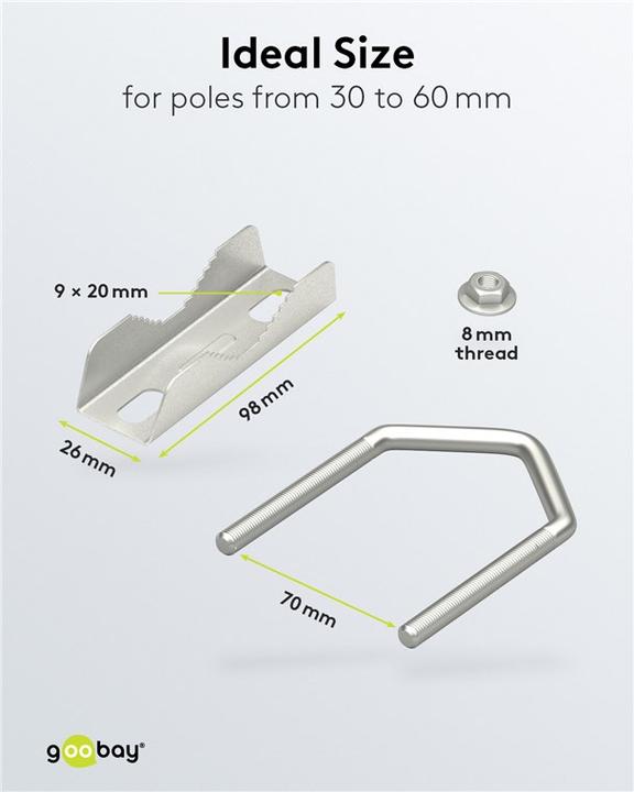 Productafbeelding Goobay Set van 2 getande U-klemmen voor buisdiameter tot 60 mm (Diverse)