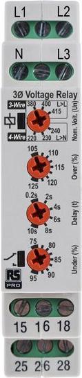 Actual product image RS PRO Phase, Voltage Monitoring Relay, 3 Phase, D