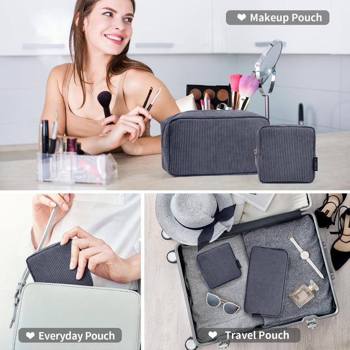 Produktbild Only-Bags.Store Kleine Schminktasche für die Handtasche Mini-Kosmetiktasche Cord-Schminktasche