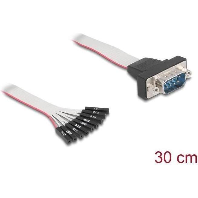 Delock Flachbandkabel RS-232 mit 9 x Pfostenbuchse zu D-Sub (0.30 m), Cavo di interfaccia