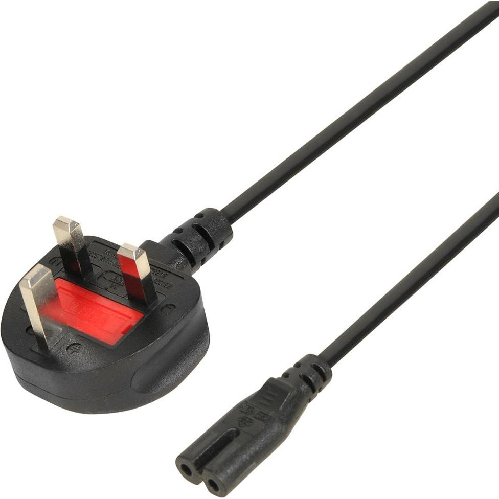 iBox Euro 2-PIN Netzkabel Audio-RTV VDE 1 8m UK-Stecker (1.80 m), Cavo di alimentazione, Nero