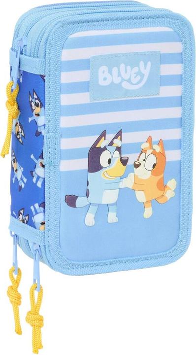 Bluey Dreifaches Federmäppchen Let's play Blau 12,5 x 19,5 x 5,5 cm 37 Stücke