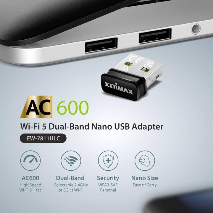 Produktbild edimax WL-USB EW-7811ULC Wi-Fi 5 Nano USB Adapter (USB)