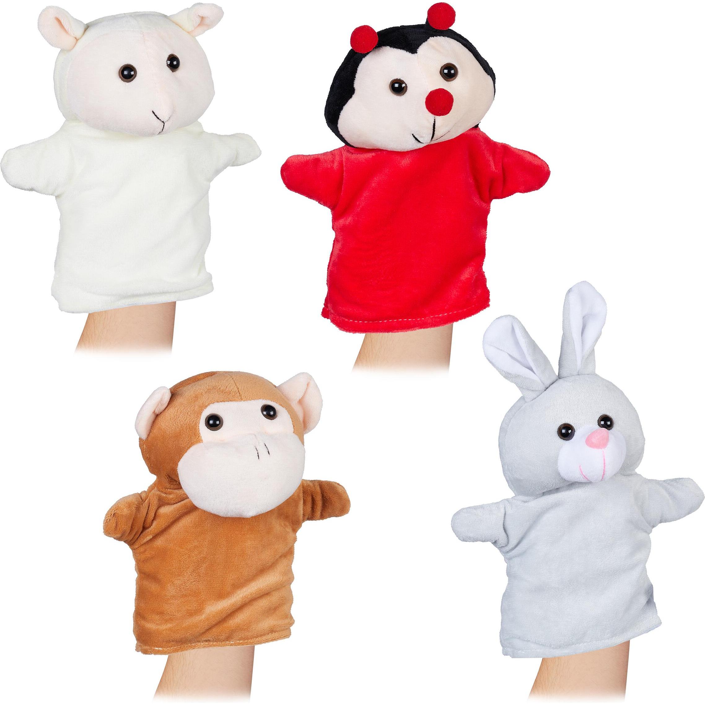 Relaxdays 4x Handpuppe
