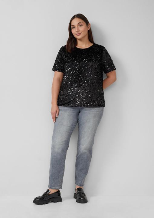 Produktbild s.Oliver T-Shirt Samtshirt mit Pailletten (48)