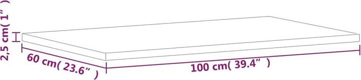 Image du produit VidaXL Tischplatte 100x60x2,5 cm Rechteckig Massivholz (100 x 60 x 2,5 cm)