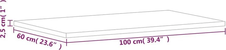 Actual product image VidaXL Tischplatte 100x60x2,5 cm Rechteckig Massivholz (100 x 60 x 2.5 cm)
