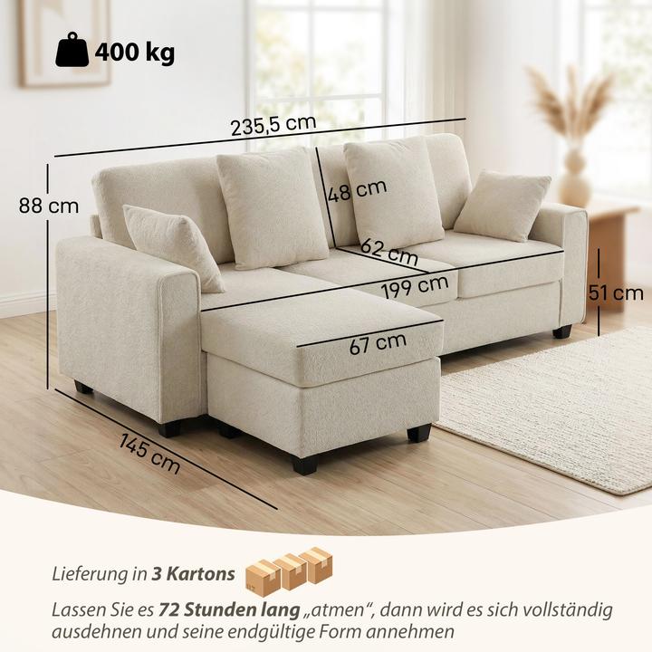 Actual product image Homcom Ecksofa Polyester, Metall Beige (Corner sofa)