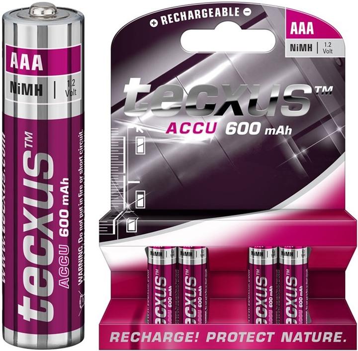 Image du produit Tecxus AAA (Micro)/HR03 - 600 mAh - Batterie nickel-métal hydrure (NiMH), 1,2 V (4 pcs, AAA, 600 mAh)