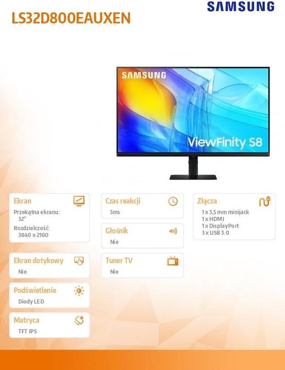 Image du produit Samsung ViewFinity S8 - S80D (3840 x 2160 pixels, 32")