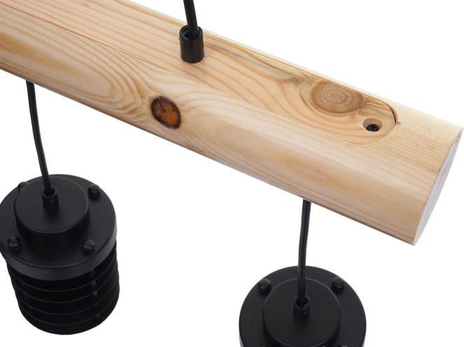 Immagine prodotto Swisshandel24 Lampada a sospensione, legno massiccio industriale vintage in metallo nero - 3 paralumi a gabbia (E27)