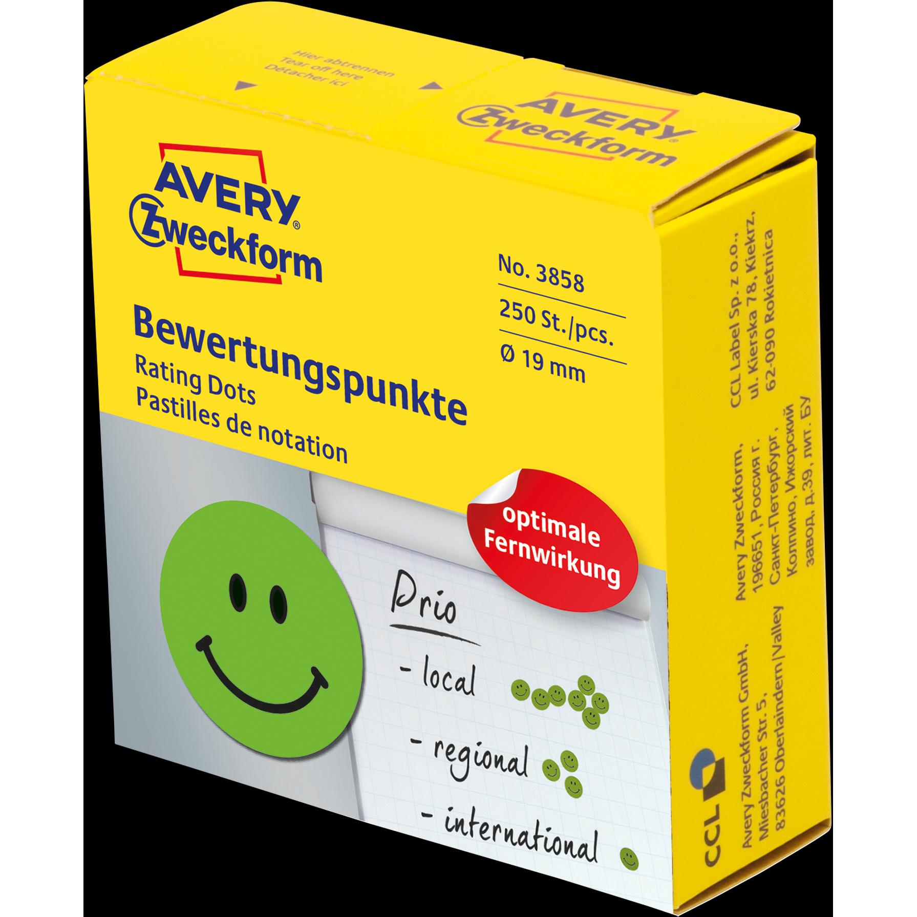 Avery, Etiketten, Bewertungspunkte